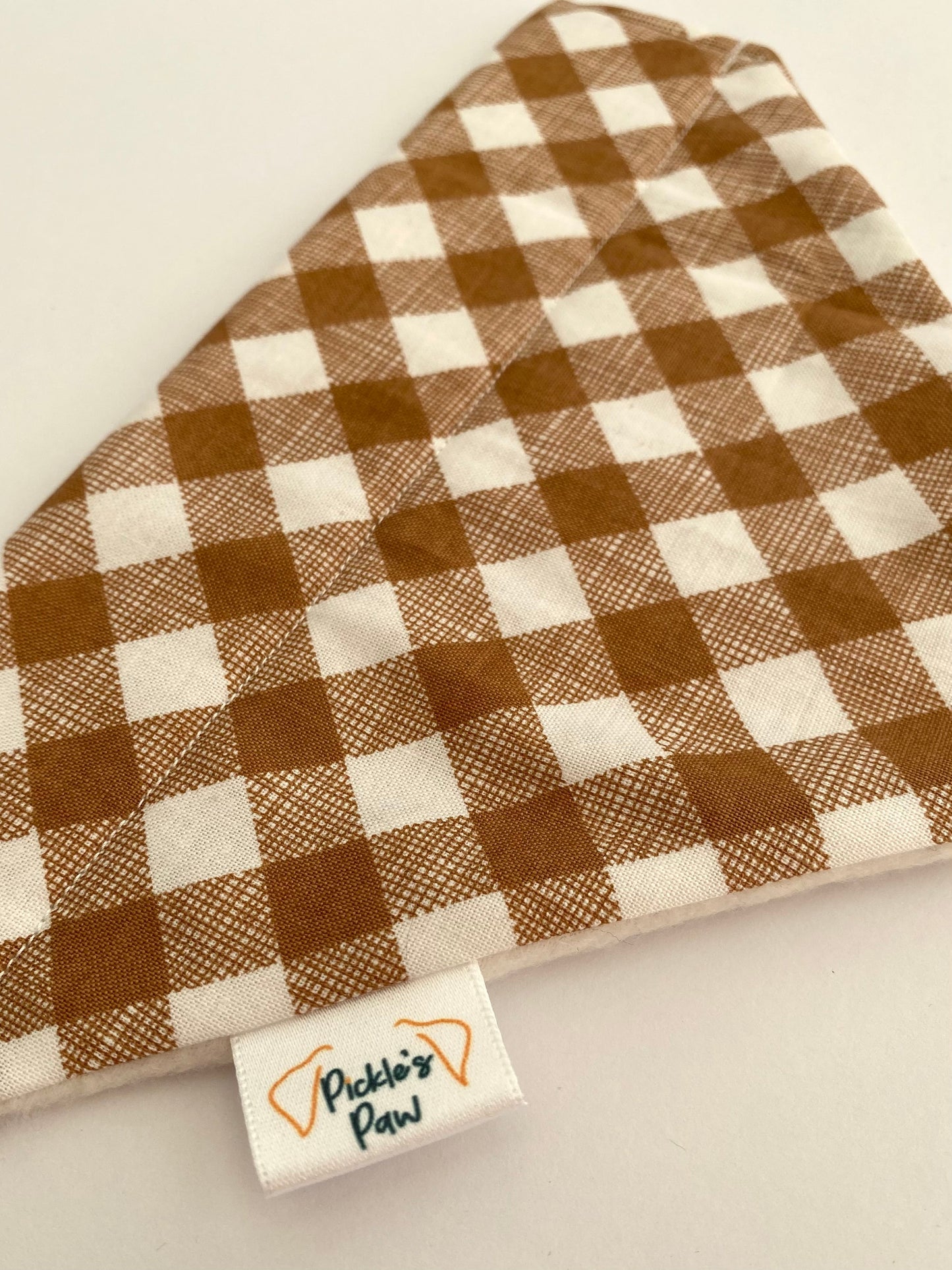 Brown Gingham Dog Bandana Dog Bandanas - PicklesPaw