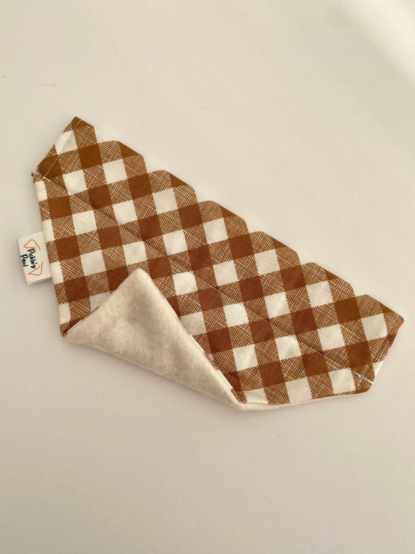 Brown Gingham Dog Bandana Dog Bandanas - PicklesPaw