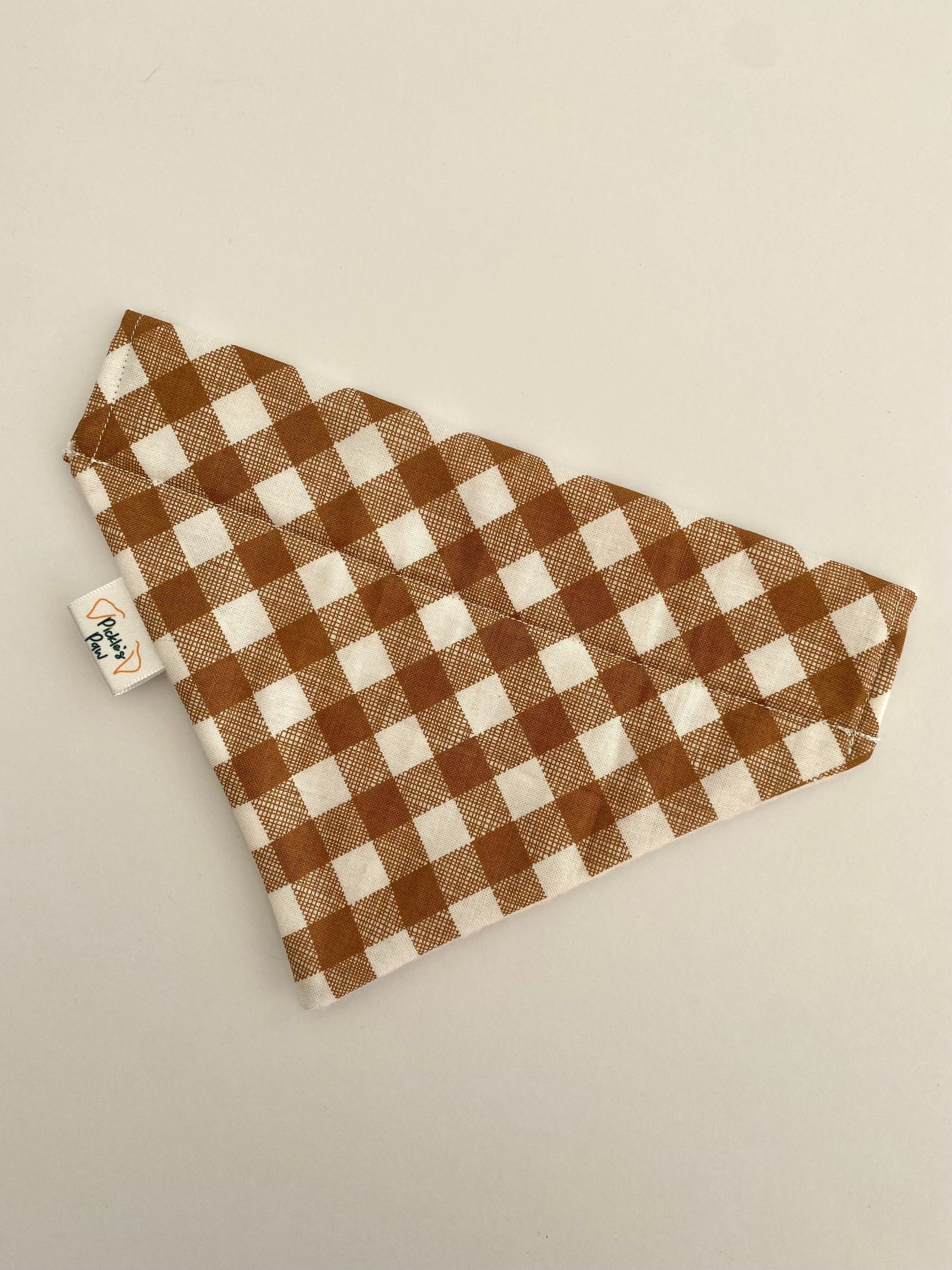 Brown Gingham Dog Bandana Dog Bandanas - PicklesPaw